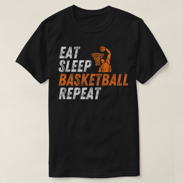 Camiseta Comam Bâmera de Sono Repito Meninos de Basquete Jo (Frente do Design)