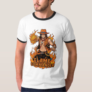 Camiseta Comandante de Chamas Pirata Ação Arte