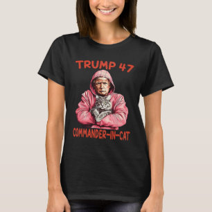 Camiseta Comandante De Trump Em Gato Engraçado E Trump