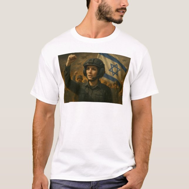 Camiseta Comandante Israelense das Mulheres Rala Suas Força (Frente)