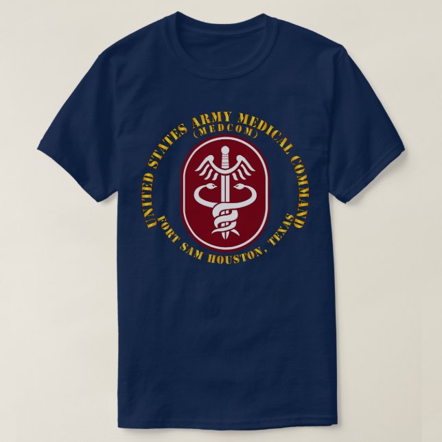 Camiseta Comando Médico dos Estados Unidos SSI Ft Sam Houst (Frente do Design)