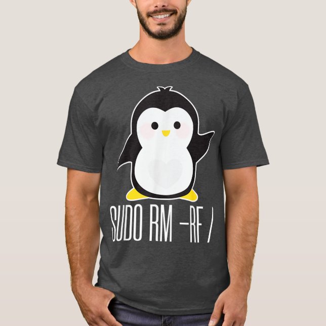 Camiseta comando sudo rm rf Funny Linu sysadmin (Frente)
