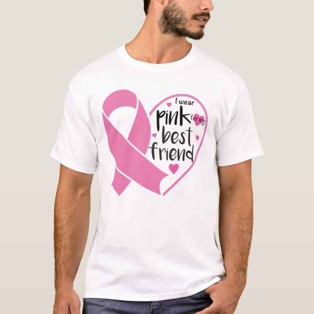 Camiseta Combate ao Cancer Amigo do Guerreiro de Fita Rosa (Frente)