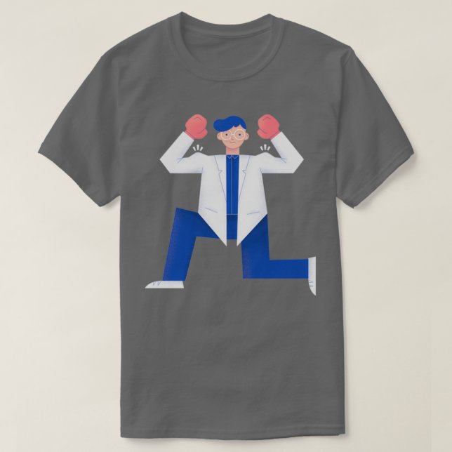 Camiseta Combate ao Coronavírus Boxando o Trabalho de Saúde (Frente do Design)