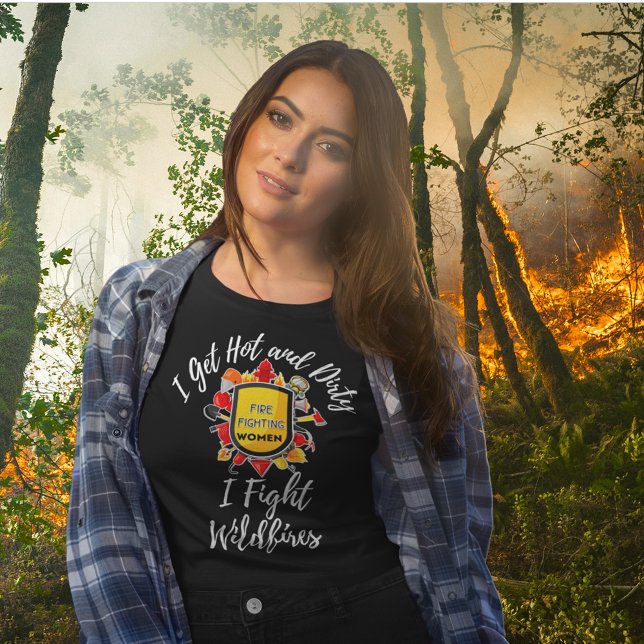 Camiseta Combatente de Incêndio da Mulher (Criador carregado)