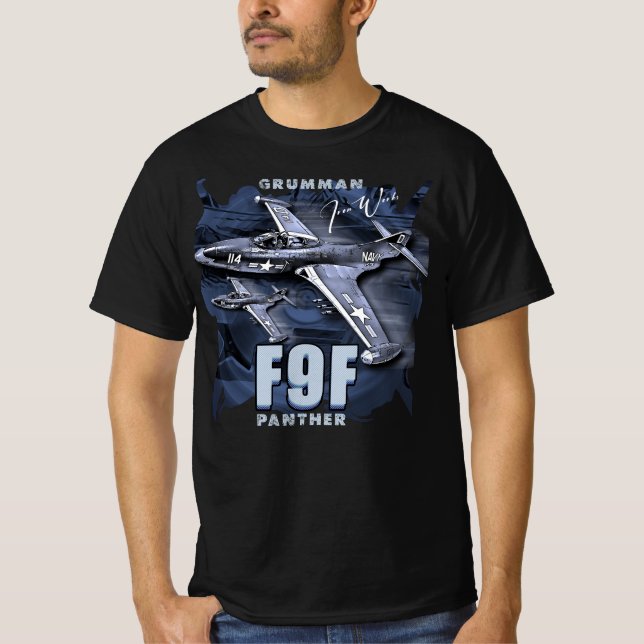 Camiseta Combatente De Jato Baseado Em Pantera Grumman F9F (Frente)