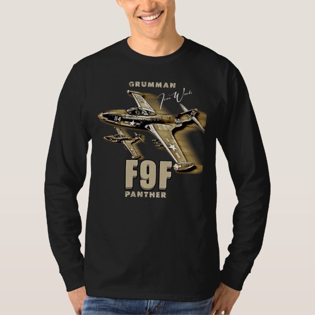 Camiseta Combatente De Jato Baseado Em Pantera Grumman F9F (Frente)