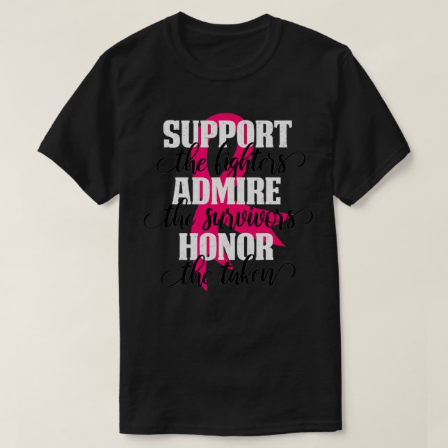 Camiseta Combatentes de Suporte Admire Sobreviventes Honra  (Frente do Design)
