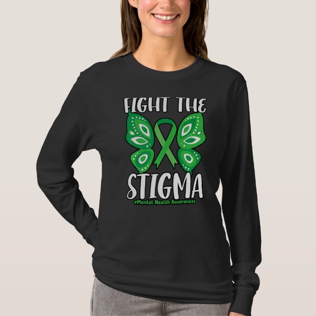 Camiseta Combater A Consciência Mental Da Saúde Da Borbolet (Frente)