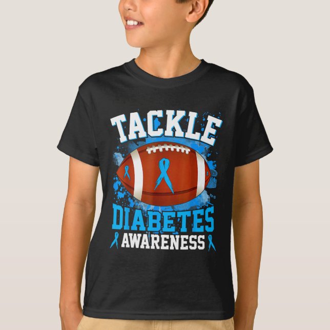 Camiseta Combater a Diabetes de Futebol Sensibilizar o Meni (Frente)