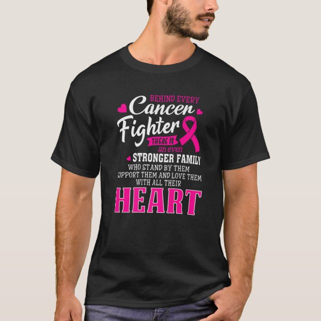 Camiseta Combater E Forte Consciência Do Cancer Da Família (Frente)