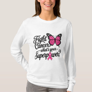 Camiseta Combater o Câncer Qual é o Seu Superpoder Borbolet