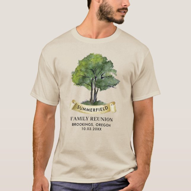 Camiseta Combinação de Árvores Genealógicas da Reunião Fami (Frente)