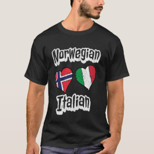 Camiseta Combinação de Coração com Bandeira Italiana Norueg