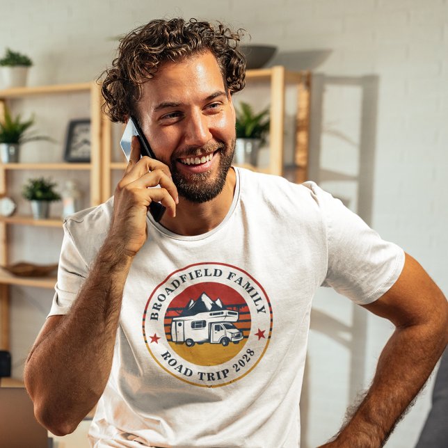 Camiseta Combinação de Viagens Rodoviárias RV com Férias Fa (RV Camper Family Road Trip Mens Matching T-Shirt)