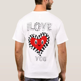 Camiseta Combinando Coração Sorridente Fofo Eu Te