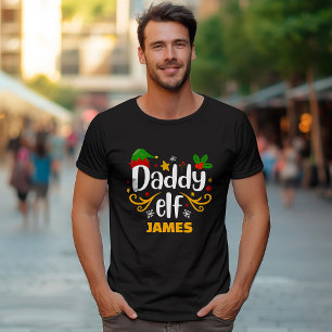Camiseta Combinando Papai Elfo Tipografia Diversão