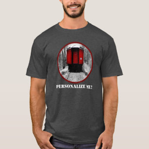 Camiseta Comboio a Vapor Velho Vermelho e Preto