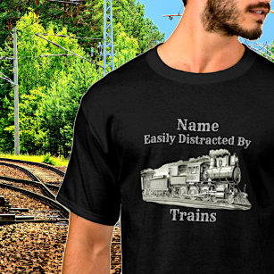 Camiseta Comboio A Vintage A Vapor, Facilmente Distraído Po