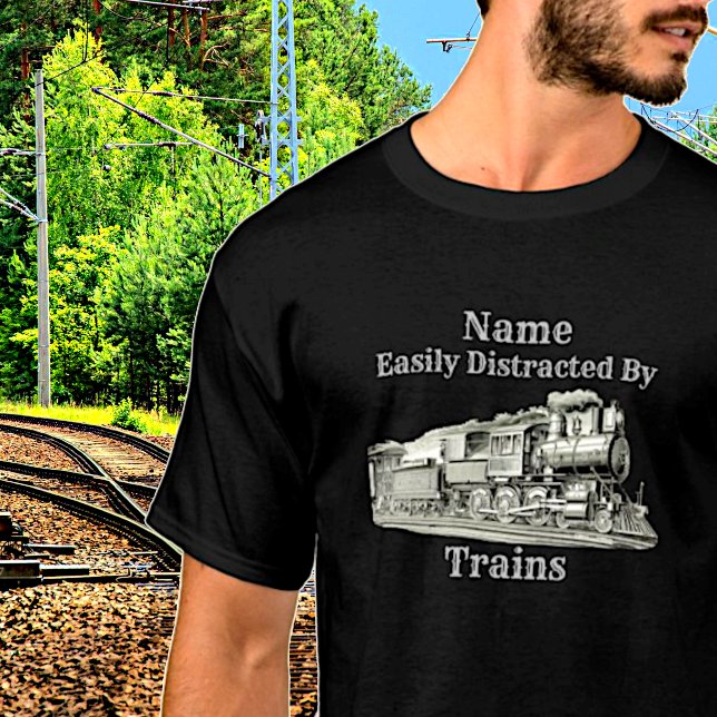Camiseta Comboio A Vintage A Vapor, Facilmente Distraído Po (Criador carregado)