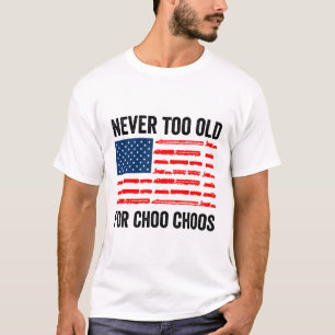 Camiseta Comboio Adulto Nunca Muito Velho Para A Locomotiva