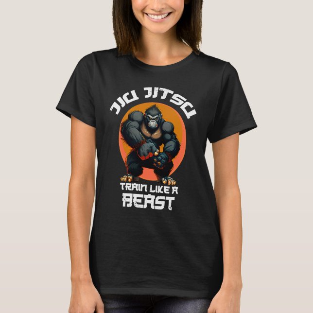 Camiseta Comboio como uma besta Jiu Jitsu Gorilla BJJ Grapp (Frente)