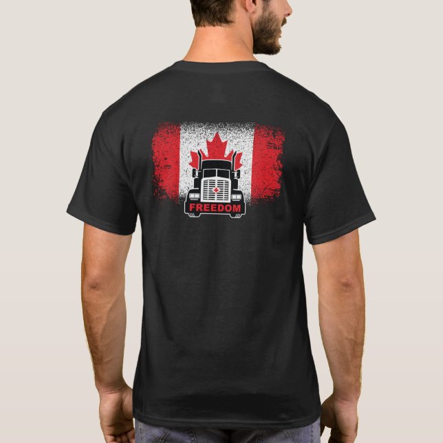 Camiseta Comboio da Liberdade para Caminhoneiros do Canadá  (Verso)