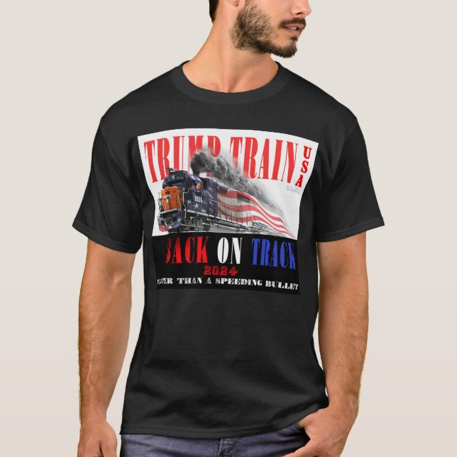 Camiseta Comboio de Tump 2024 - Mais rápido que uma bala de (Frente)