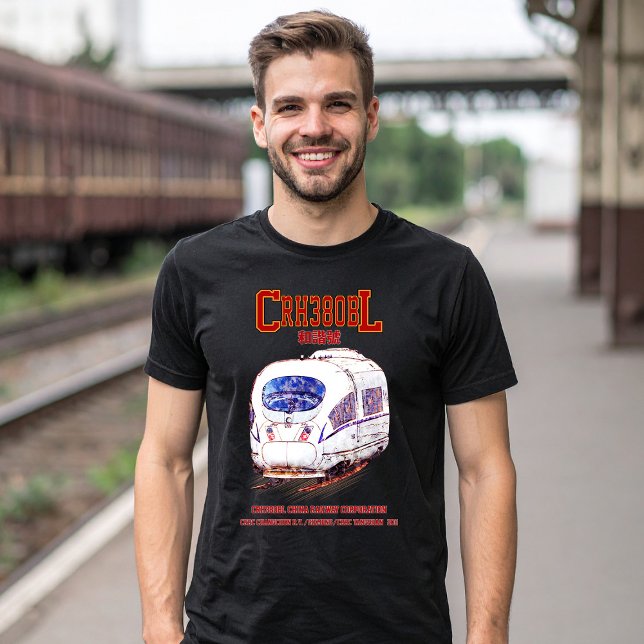 Camiseta Comboio elétrico de alta velocidade CRH380BL China (High-Speed CRH380BL China Railway Electric Train. Mens Basic T-Shirt)