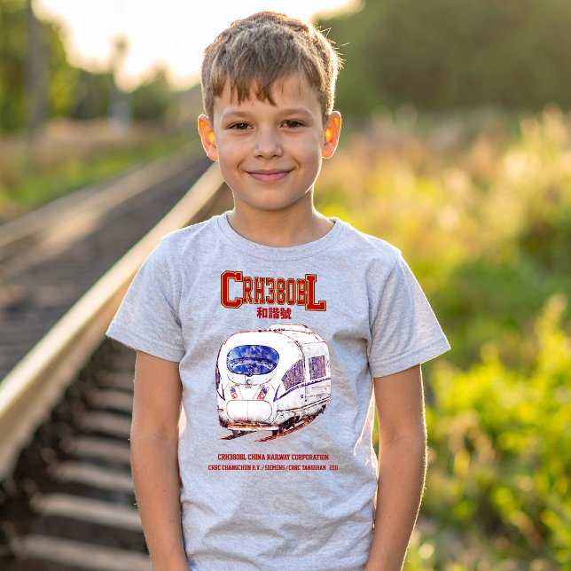 Camiseta Comboio elétrico de alta velocidade CRH380BL China (High-Speed CRH380BL China Railway Electric Train. Boy Basic T-Shirt)