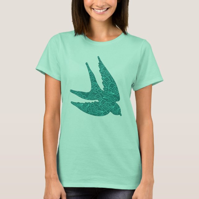 Camiseta Comboio japonês em voo, Turquesa e Aqua (Frente)