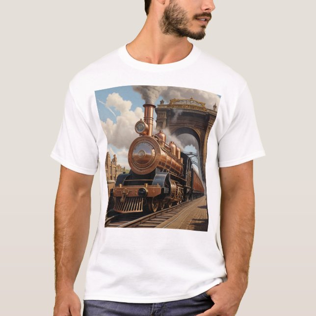 Camiseta Comboio Steampunk Saindo de Londres (Frente)