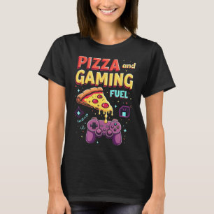 Camiseta Combustível de Pizza e Jogos, divertido jogador e