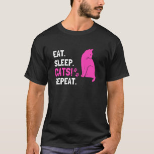 Camiseta Come Gatos De Dormir! Repetir Cotação Funny do P