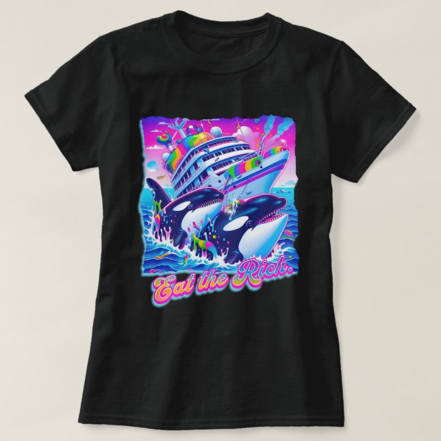 Camiseta Come Orca Whale Animal Yacht, Rich Whale 90 s (Frente do Design)