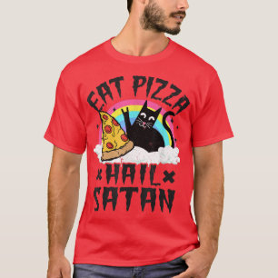 Camiseta Come Pizza Hail Satã Cat Punk Rock Banda Meta