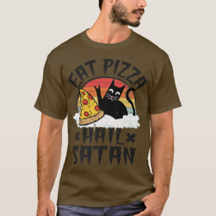 Camiseta Come Pizza Hail Satã Kids Punk Rock Banda Morte