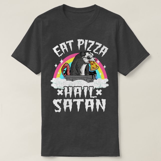 Camiseta Come Pizza Hail Satã Ogambm Punk Banda Death Metal (Frente do Design)