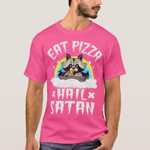 Camiseta Come Pizza Hail Satã Raccoon Punk Banda Metal