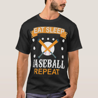 Camiseta Come Sleep Baseball Repete Baseball Amantes de bei