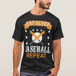 Camiseta Come Sleep Baseball Repete Baseball Amantes do Bas