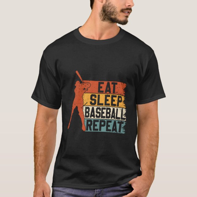 Camiseta Come Sleep Baseball Repete Luvas Gama Pitcher Pitc (Frente)