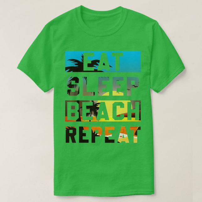Camiseta Come Sleep Beach Repete Férias Tropicais De Verão (Frente do Design)