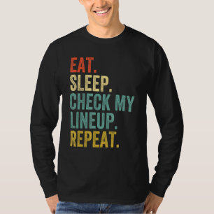 Camiseta Come Sleep Check My Lineup Repete Retro Fantasy Fo