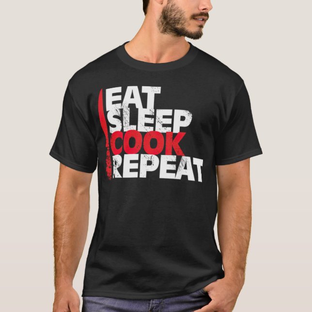 Camiseta Come Sleep Cook Repete o presente de natal dos che (Frente)