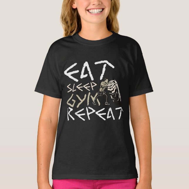 Camiseta Come Sleep Gym Repete Citação Engraçada (Frente)