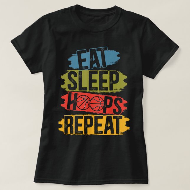Camiseta Come Sleep Hoops Repetir Hoop de Basquete Junkie S (Frente do Design)