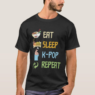 Camiseta Come Sleep K-Pop Repete Música Pop coreana na Core