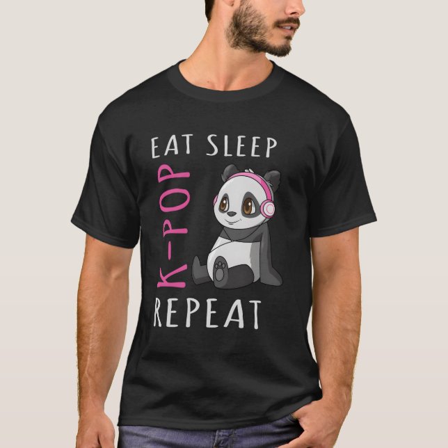 Camiseta Come Sleep K-Pop Repetir Panda (Frente)