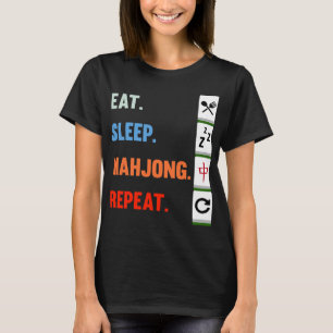 Camiseta Come Sleep Mahjong Repete Jogos do Jogador de Jogo
